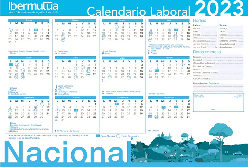 Calendario Laboral 2023 autorrellenable noticia